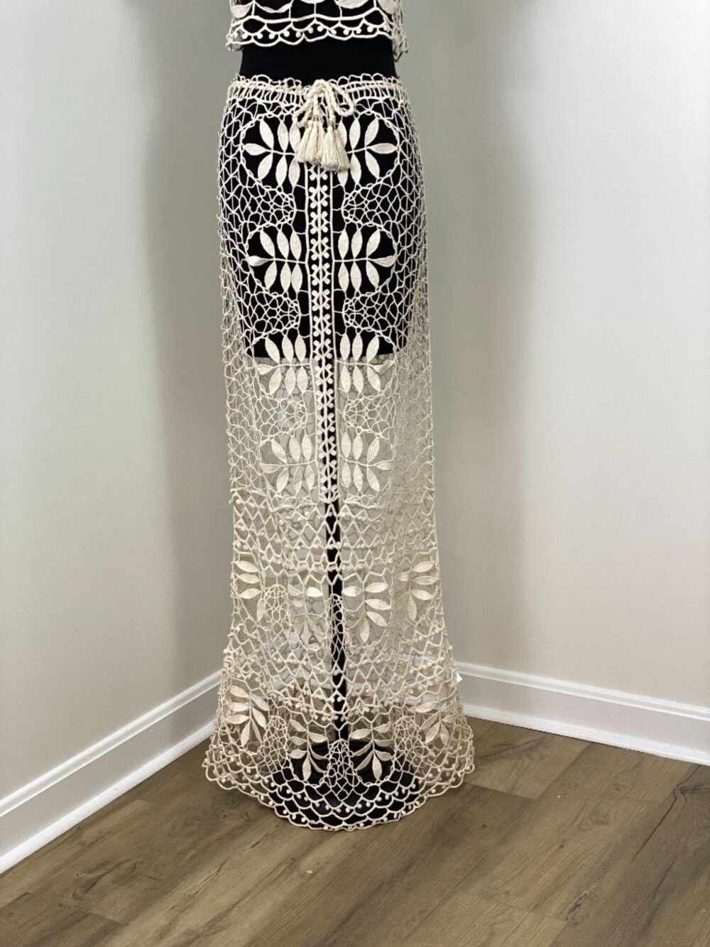 For Love & Lemons St Tropez Crochet Top Maxi Skirt Set Ivory XS - Picture 5 of 16